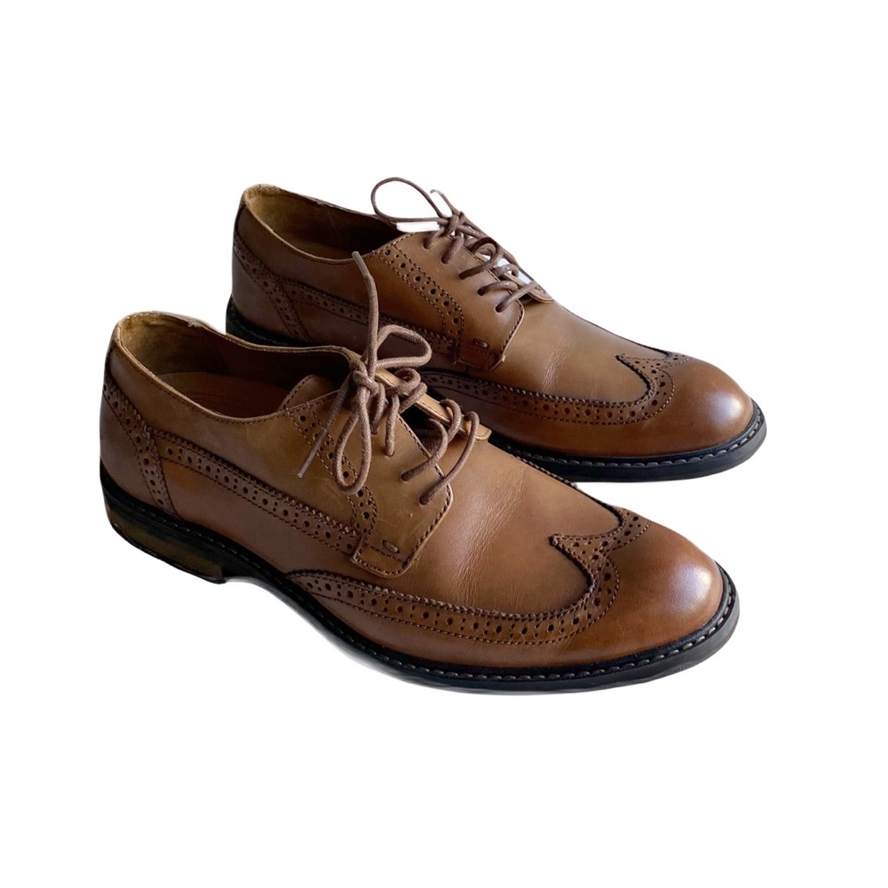 Vionic Bowery Bruno Oxford Size 8.5 Tan Leather Lace Up Dress Shoes Office Prep